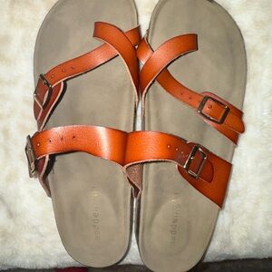 Madden Girl Brown Leather Sandals with Buckle Straps